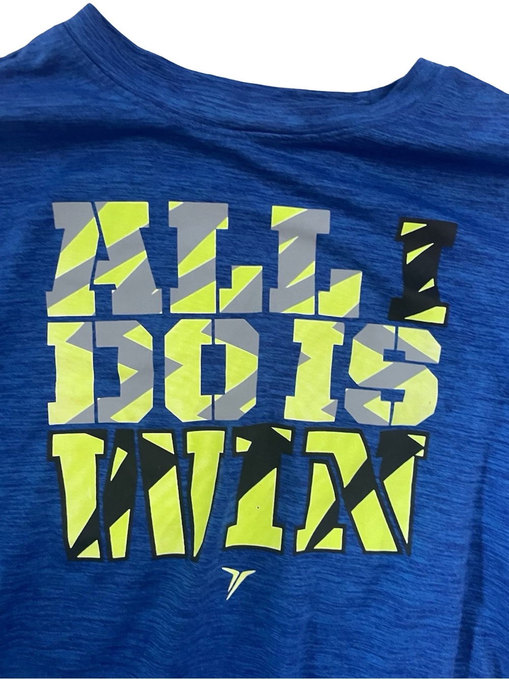 Old Navy Blue Long-Sleeve Graphic Tee with Neon Green Accent - Picture 3 of 4